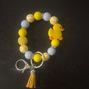 Yellow Duck Rubber Beaded Keychain